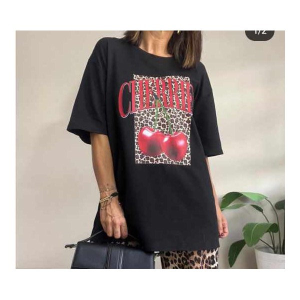 Camiseta cerezas mujer